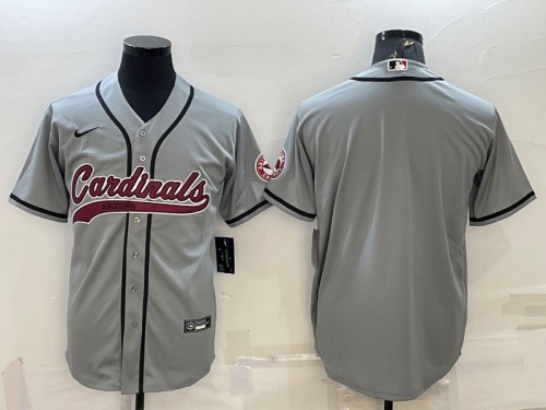 Men's Arizona Cardinals Blank Gray With Patch Cool Base Stitched Baseball Jersey